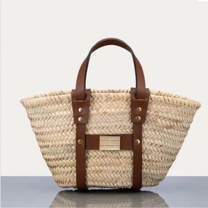 Frame Denim Tan and Brown Woven Tote NWT